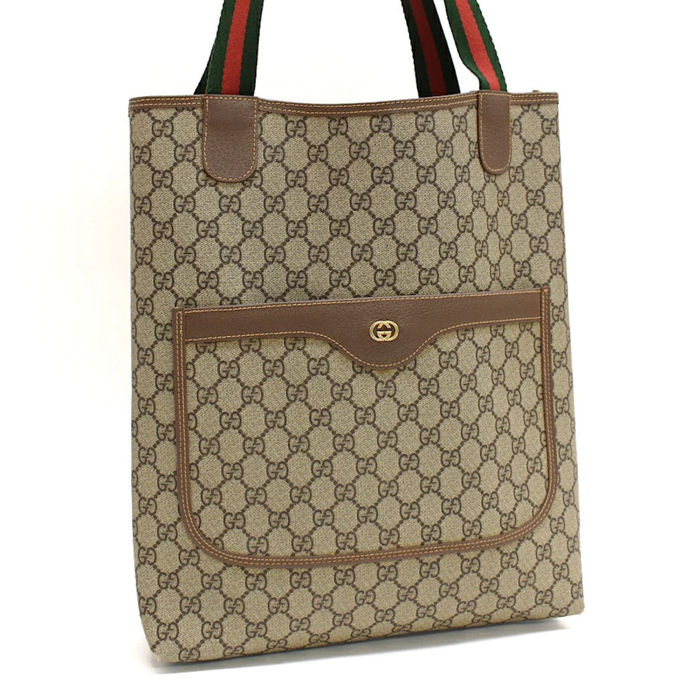 Gucci Tote Bag GG Plus Sherry Leather Beige Cream